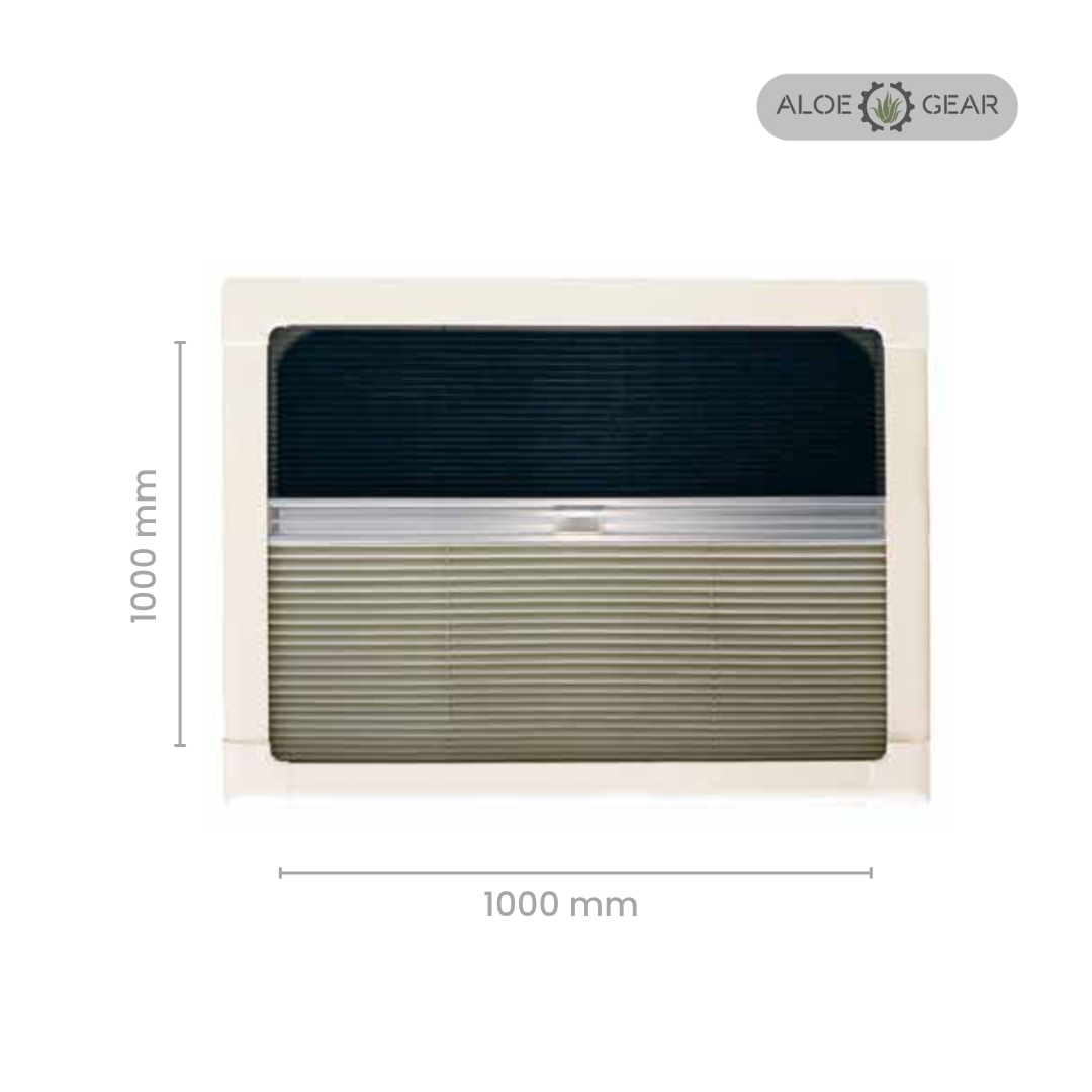 Aloe Gear Aluminium Pleated Caravan Blind - Blackout & Flyscreen