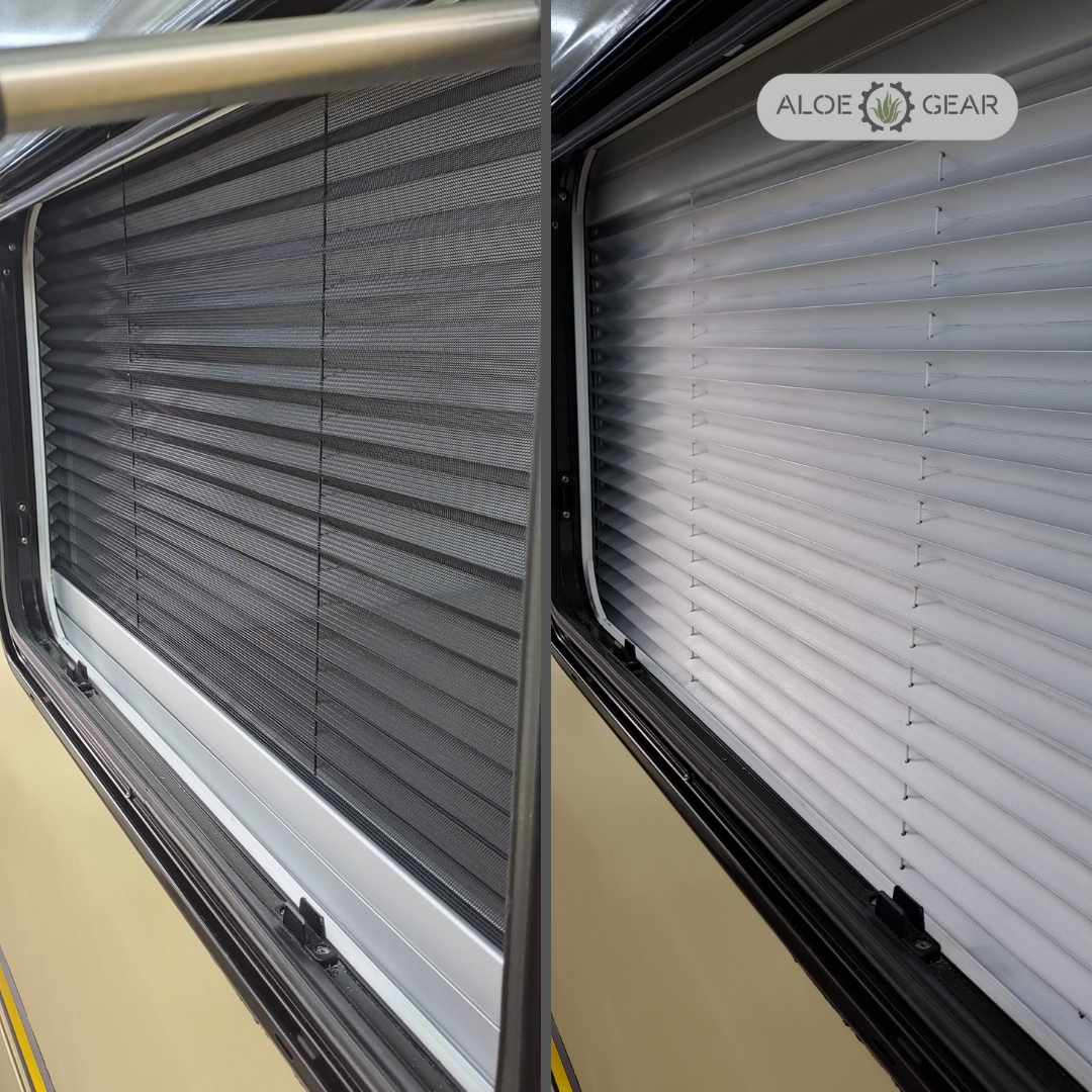 Motorhome & Caravan Pleated Window Blind - Aluminium