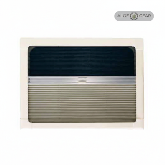 Aloe Gear Aluminium Pleated Caravan Blind - Blackout & Flyscreen